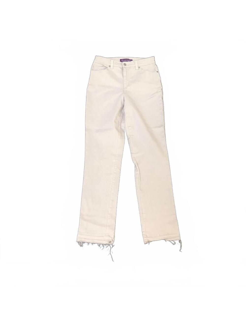 Gloria Vanderbilt Light Sand Khaki Denim Jeans with Raw Hem, Size 6